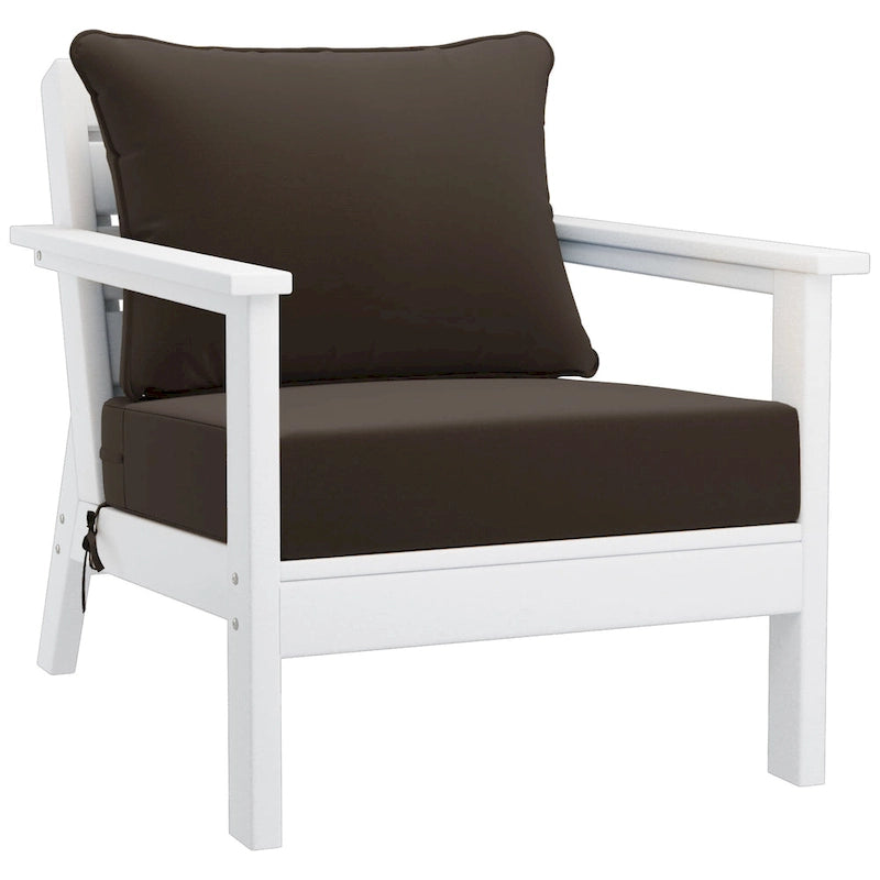 Fauteuil club d'extérieur Polytrends Birchwood en PEHD résistant aux intempéries, blanc, avec coussins (1 pièce)