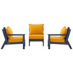Canapé d'extérieur Polytrends Birchwood en PEHD bleu marine avec coussins (3 pièces)