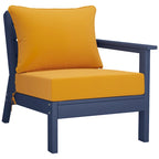 Canapé d'extérieur Polytrends Birchwood en PEHD bleu marine avec coussins (3 pièces)