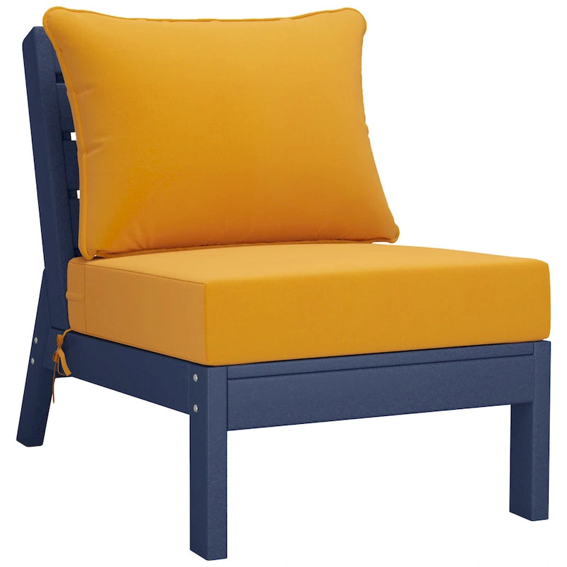 Canapé d'extérieur Polytrends Birchwood en PEHD bleu marine avec coussins (3 pièces)