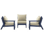 Canapé d'extérieur Polytrends Birchwood en PEHD bleu marine avec coussins (3 pièces)