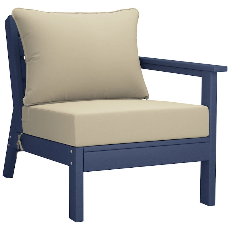 Canapé d'extérieur Polytrends Birchwood en PEHD bleu marine avec coussins (3 pièces)