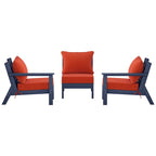 Canapé d'extérieur Polytrends Birchwood en PEHD bleu marine avec coussins (3 pièces)