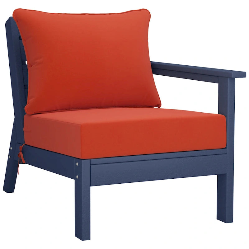 Canapé d'extérieur Polytrends Birchwood en PEHD bleu marine avec coussins (3 pièces)