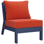 Canapé d'extérieur Polytrends Birchwood en PEHD bleu marine avec coussins (3 pièces)