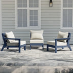 Canapé d'extérieur Polytrends Birchwood en PEHD bleu marine avec coussins (3 pièces)