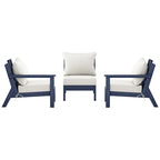 Canapé d'extérieur Polytrends Birchwood en PEHD bleu marine avec coussins (3 pièces)