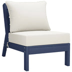Canapé d'extérieur Polytrends Birchwood en PEHD bleu marine avec coussins (3 pièces)