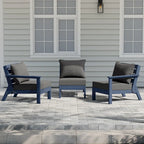 Canapé d'extérieur Polytrends Birchwood en PEHD bleu marine avec coussins (3 pièces)