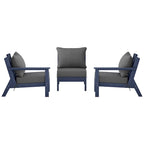 Canapé d'extérieur Polytrends Birchwood en PEHD bleu marine avec coussins (3 pièces)