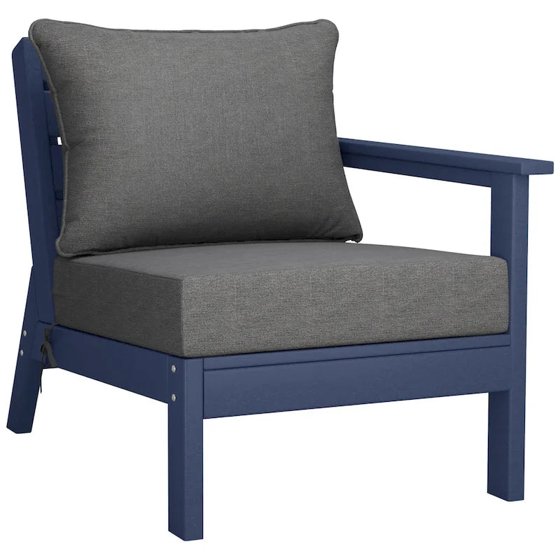 Canapé d'extérieur Polytrends Birchwood en PEHD bleu marine avec coussins (3 pièces)
