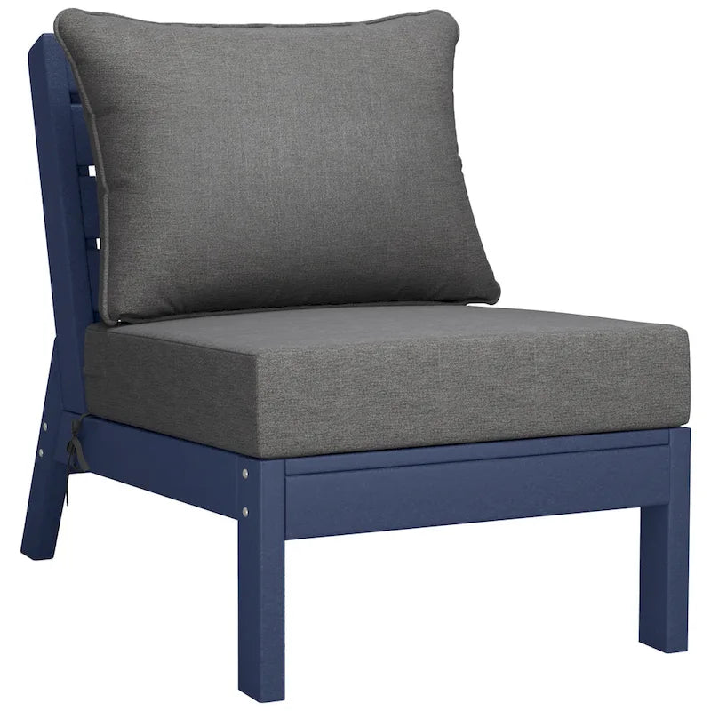 Canapé d'extérieur Polytrends Birchwood en PEHD bleu marine avec coussins (3 pièces)