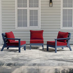Canapé d'extérieur Polytrends Birchwood en PEHD bleu marine avec coussins (3 pièces)