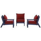 Canapé d'extérieur Polytrends Birchwood en PEHD bleu marine avec coussins (3 pièces)
