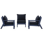 Canapé d'extérieur Polytrends Birchwood en PEHD bleu marine avec coussins (3 pièces)