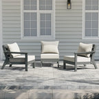 Polytrends Birchwood All Weather HDPE Outdoor Patio Deep Seating Gray Sofa With Cushions (3-Piece)