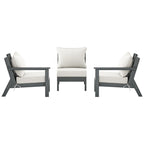 Canapé d'extérieur Polytrends Birchwood en PEHD résistant aux intempéries, gris, avec coussins (3 pièces)