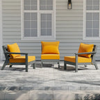 Canapé d'extérieur Polytrends Birchwood en PEHD résistant aux intempéries, gris, avec coussins (3 pièces)
