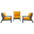 Canapé d'extérieur Polytrends Birchwood en PEHD résistant aux intempéries, gris, avec coussins (3 pièces)