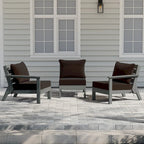 Canapé d'extérieur Polytrends Birchwood en PEHD résistant aux intempéries, gris, avec coussins (3 pièces)
