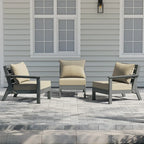 Canapé d'extérieur Polytrends Birchwood en PEHD résistant aux intempéries, gris, avec coussins (3 pièces)