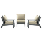 Canapé d'extérieur Polytrends Birchwood en PEHD résistant aux intempéries, gris, avec coussins (3 pièces)