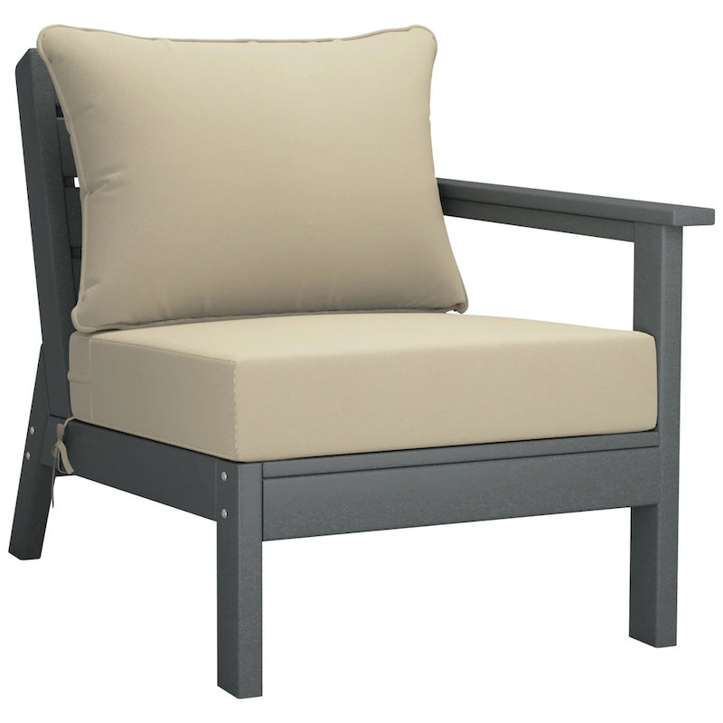 Canapé d'extérieur Polytrends Birchwood en PEHD résistant aux intempéries, gris, avec coussins (3 pièces)