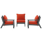 Canapé d'extérieur Polytrends Birchwood en PEHD résistant aux intempéries, gris, avec coussins (3 pièces)