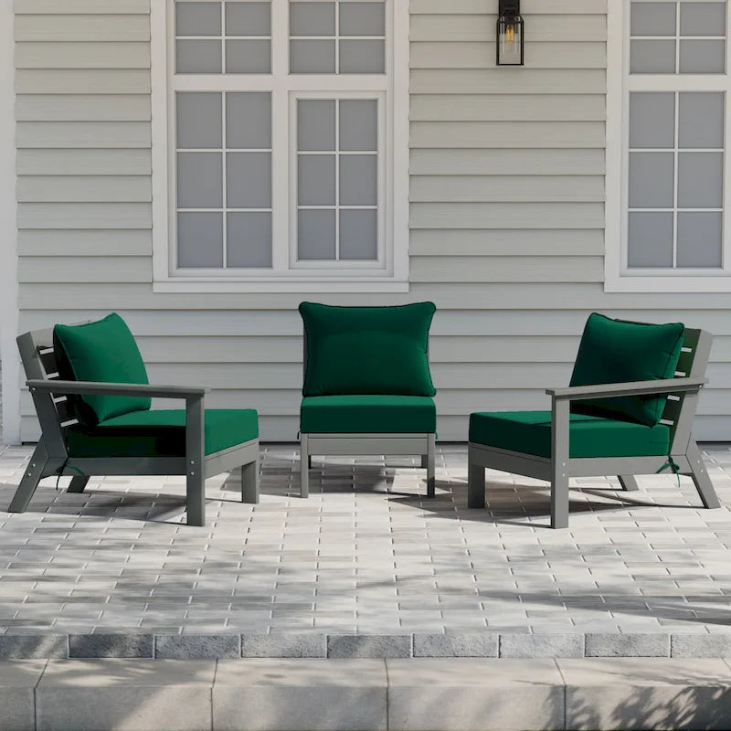 Canapé d'extérieur Polytrends Birchwood en PEHD résistant aux intempéries, gris, avec coussins (3 pièces)