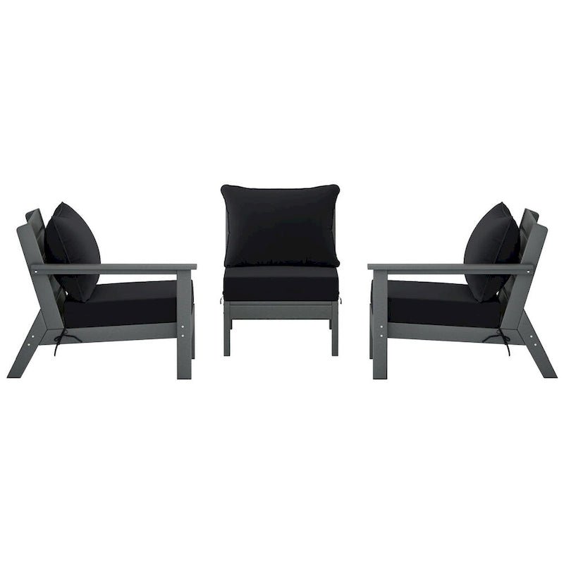 Canapé d'extérieur Polytrends Birchwood en PEHD résistant aux intempéries, gris, avec coussins (3 pièces)
