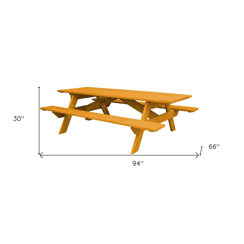 Table de pique-nique d'extérieur HomeRoots 94 en bois massif naturel