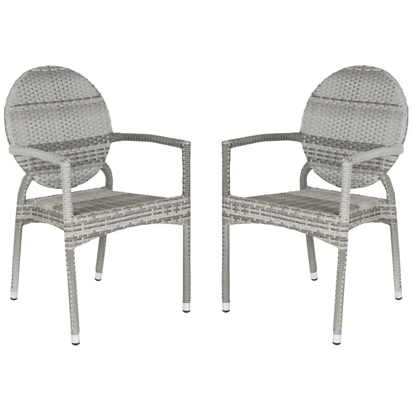 Chaises empilables SAFAVIEH Valdez grises pour intérieur/extérieur (lot de 2) - 53 cm (L) x 56 cm (P) x 89 cm (H)
