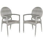 Chaises empilables SAFAVIEH Valdez grises pour intérieur/extérieur (lot de 2) - 53 cm (L) x 56 cm (P) x 89 cm (H)