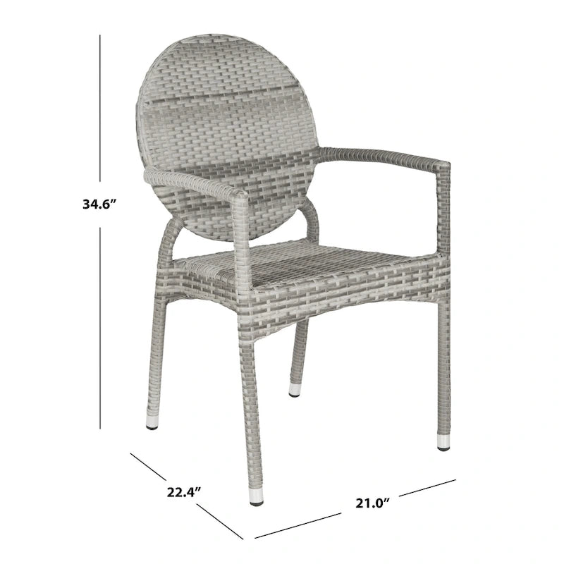 Chaises empilables SAFAVIEH Valdez grises pour intérieur/extérieur (lot de 2) - 53 cm (L) x 56 cm (P) x 89 cm (H)