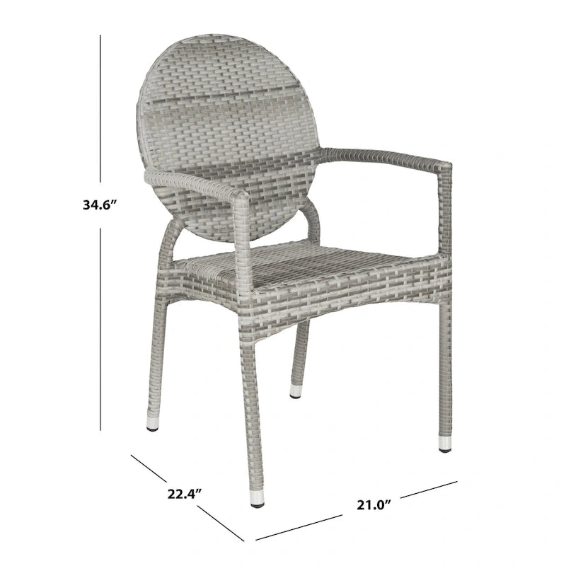 Chaises empilables SAFAVIEH Valdez grises pour intérieur/extérieur (lot de 2) - 53 cm (L) x 56 cm (P) x 89 cm (H)