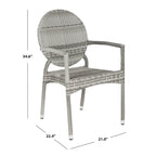Chaises empilables SAFAVIEH Valdez grises pour intérieur/extérieur (lot de 2) - 53 cm (L) x 56 cm (P) x 89 cm (H)