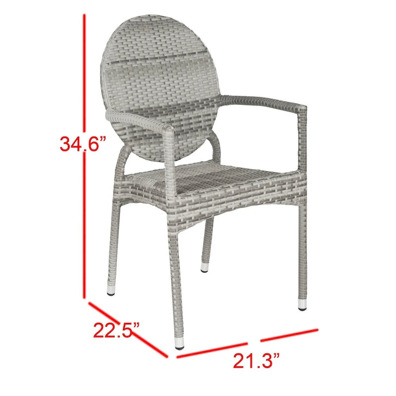 Chaises empilables SAFAVIEH Valdez grises pour intérieur/extérieur (lot de 2) - 53 cm (L) x 56 cm (P) x 89 cm (H)