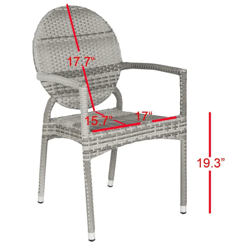 Chaises empilables SAFAVIEH Valdez grises pour intérieur/extérieur (lot de 2) - 53 cm (L) x 56 cm (P) x 89 cm (H)