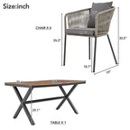 Ensemble de salle à manger d'extérieur 7 pièces résistant aux intempéries avec plateau de table en bois d'acacia et 6 chaises