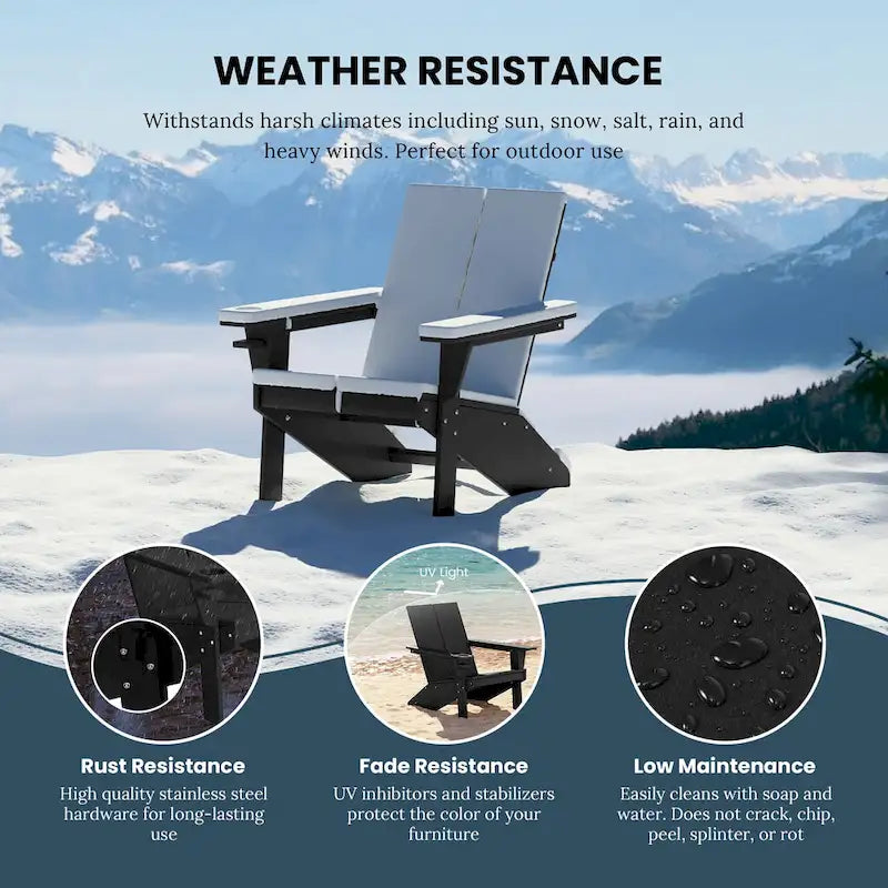 Chaises Adirondack modernes en polyéthylène Polytrends Coastin (lot de 2), noires