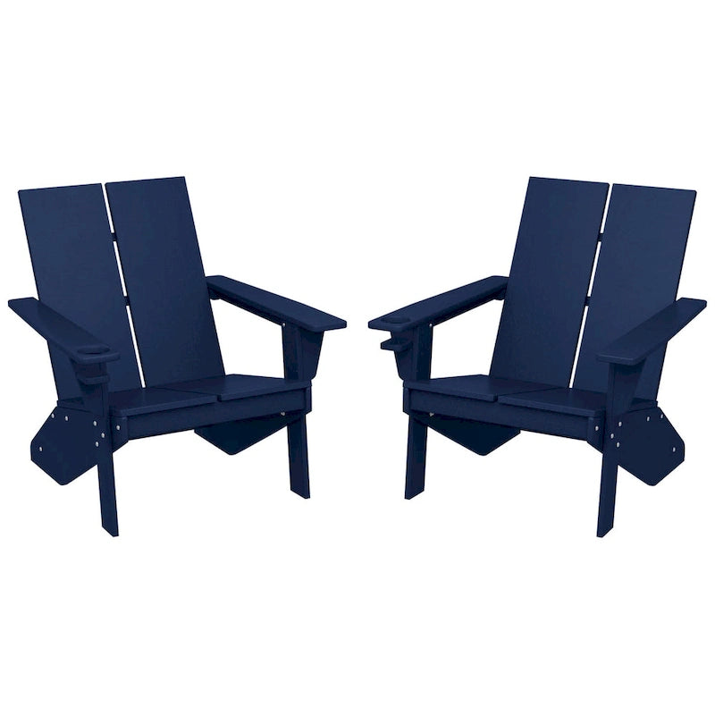 Chaises Adirondack modernes en polyéthylène Polytrends Coastin (lot de 2), noires