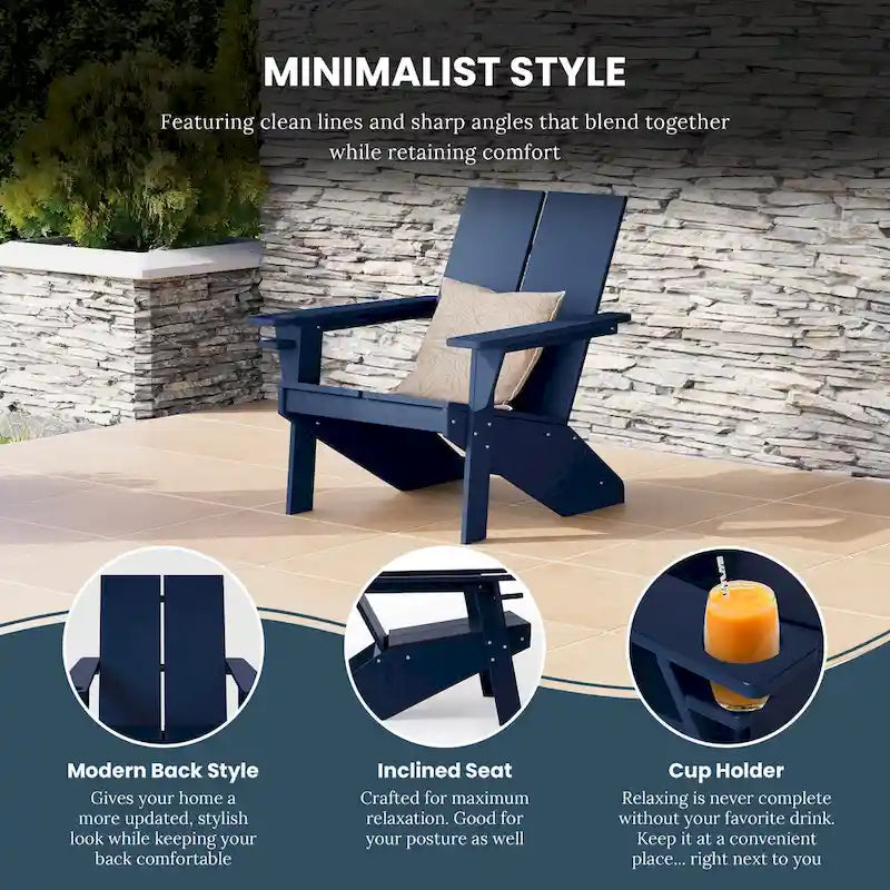 Chaises Adirondack modernes en polyéthylène Polytrends Coastin (lot de 2), noires