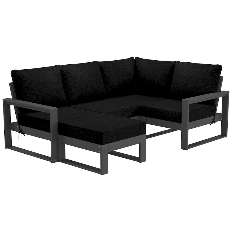 Ensemble de jardin Polytrends Endless Patio 5 pièces avec pouf et structure grise