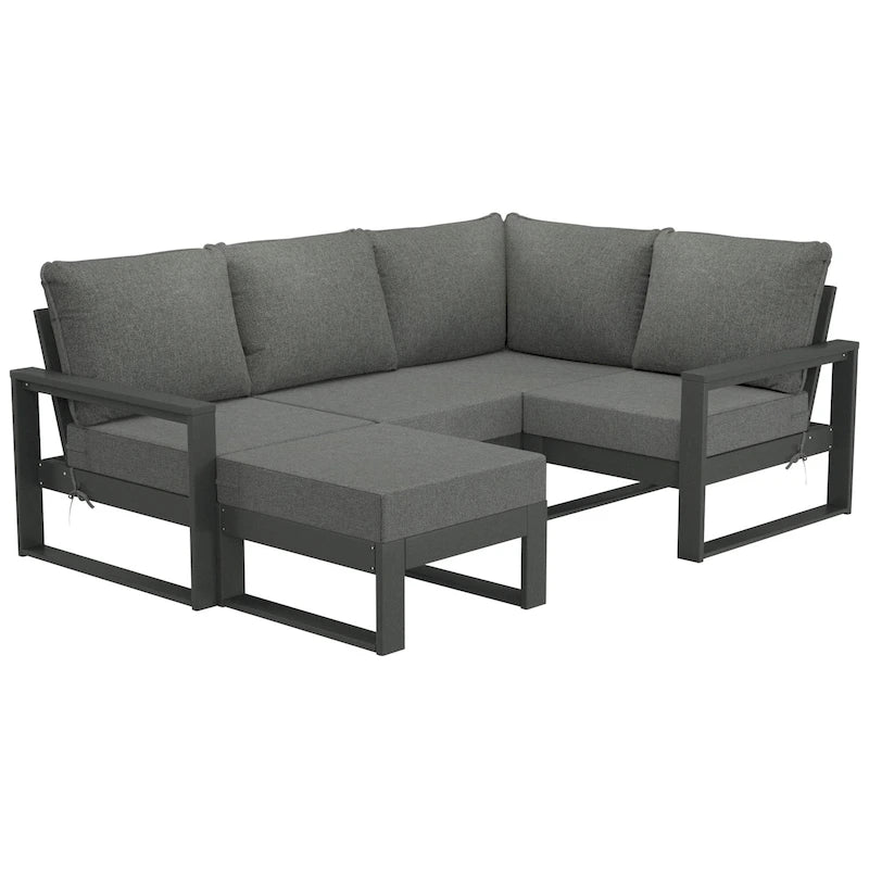 Ensemble de jardin Polytrends Endless Patio 5 pièces avec pouf et structure grise