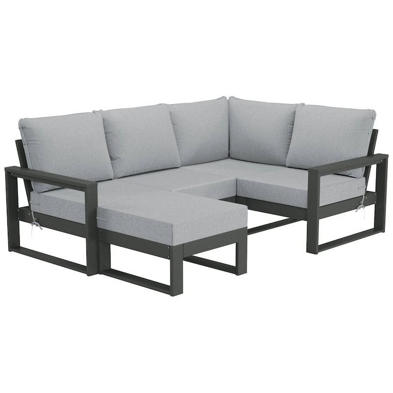 Ensemble de jardin Polytrends Endless Patio 5 pièces avec pouf et structure grise