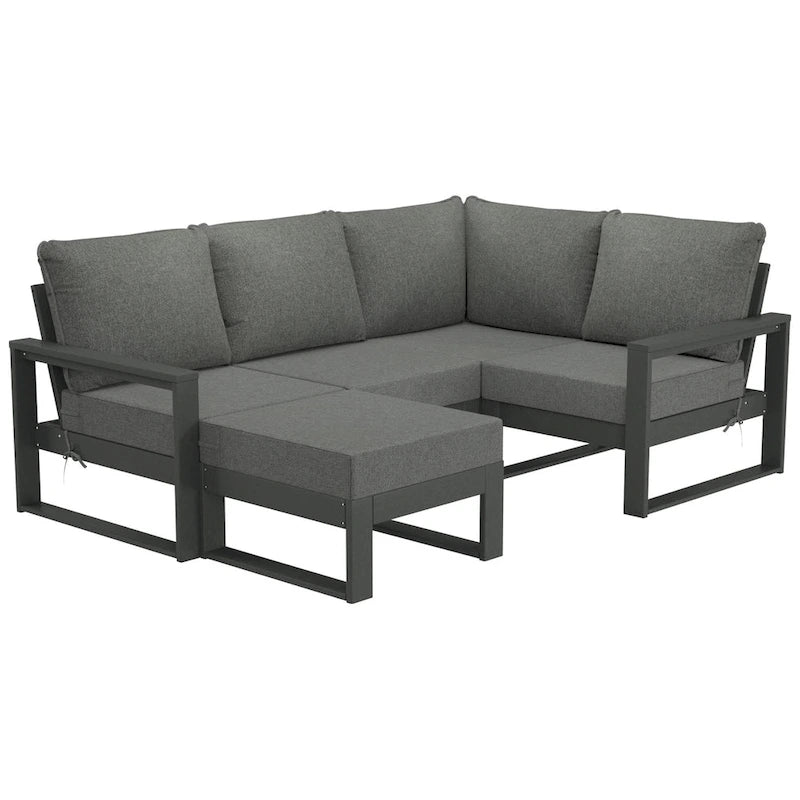 Ensemble de jardin Polytrends Endless Patio 5 pièces avec pouf et structure grise