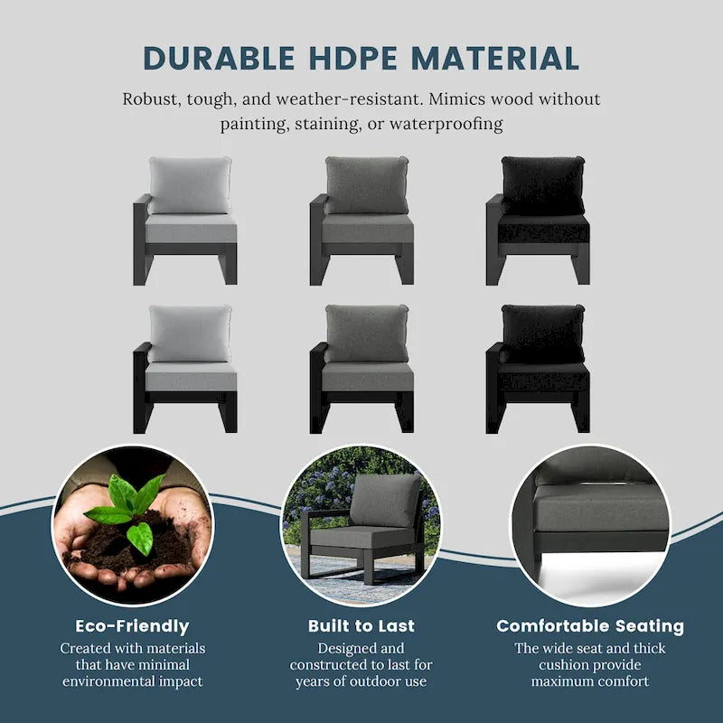 Ensemble de jardin Polytrends Endless Patio 5 pièces avec pouf et structure grise