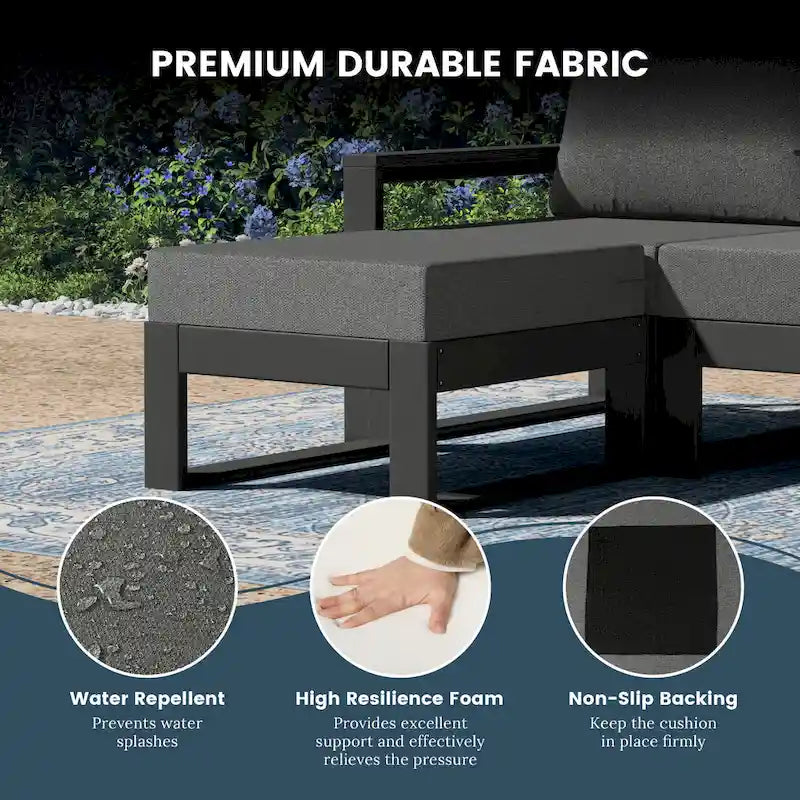 Ensemble de jardin Polytrends Endless Patio 5 pièces avec pouf et structure grise