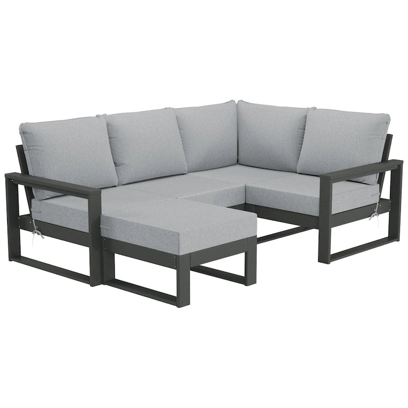 Ensemble de jardin Polytrends Endless Patio 5 pièces avec pouf et structure grise