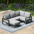 Ensemble de jardin Polytrends Endless Patio 5 pièces avec pouf et structure grise